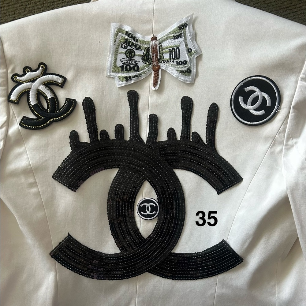 large sequin Black Embroidered Logo Accents and fashion patches for DIY